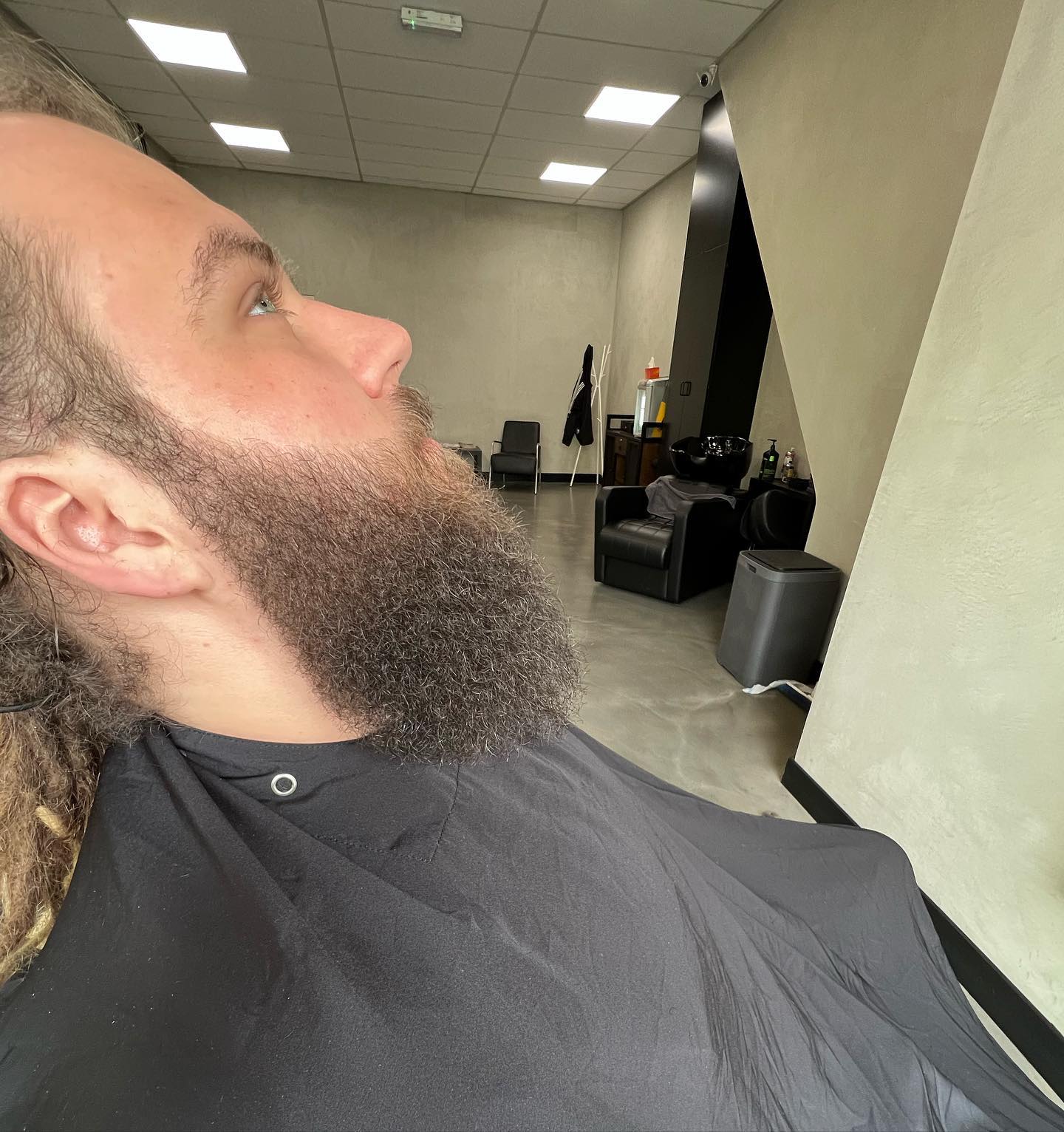 Lange volle baard in profiel, zorgvuldig getrimd en in vorm gebracht